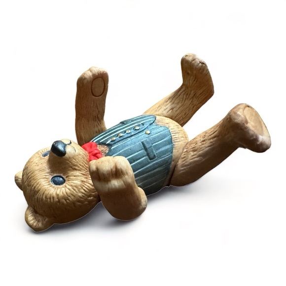 1983 Vintage Department 56 Porcelain String Jointed Teddy Bear Ornament 4.5” - Picture 5 of 9